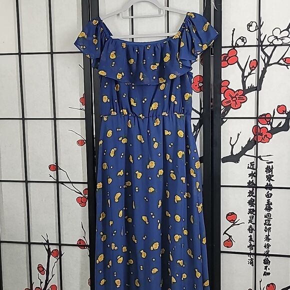 Betsy Johnson nwt Vintage Off The Shoulder Floral Maxi Dress - Picture 2 of 13